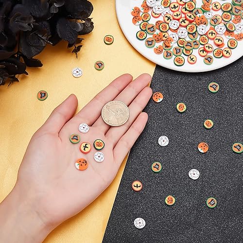 Miniatura 3 de SUNNYCLUE 1 caja, 200 piezas de 5 estilos de cabujones de Halloween, adornos de resina, fantasma, calabaza, murciélago, tapa de murciélago con parte