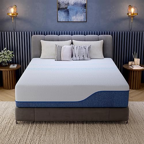 EGOHOME Colchón King de 14 pulgadas, espuma viscoelástica de gel con carbón, sin fibra de vidrio, certificado CertiPUR-US, regula la temperatura,