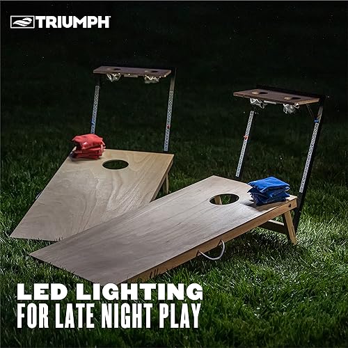 Miniatura 4 de Triumph Sports Tablas de Cornhole LED 2x4 - Juego de carrito y gris y azul 2x4 LED de madera maciza azul y gris,Azul / Gris,LED azul/gris