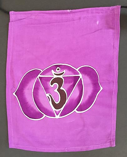 Miniatura 8 de OMA Bandera tibetana de oración de chakras para colgar en la pared, decoración de meditación de yoga con 7 chakras, pintada con batik, tamaño XLG,