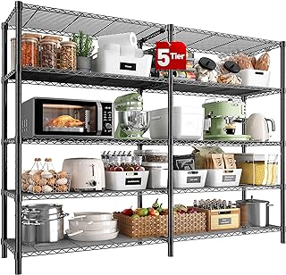 REIBII 5-Tier Heavy Duty Wire Shelving Unit, 1430LBS Storage Shelf Rack
