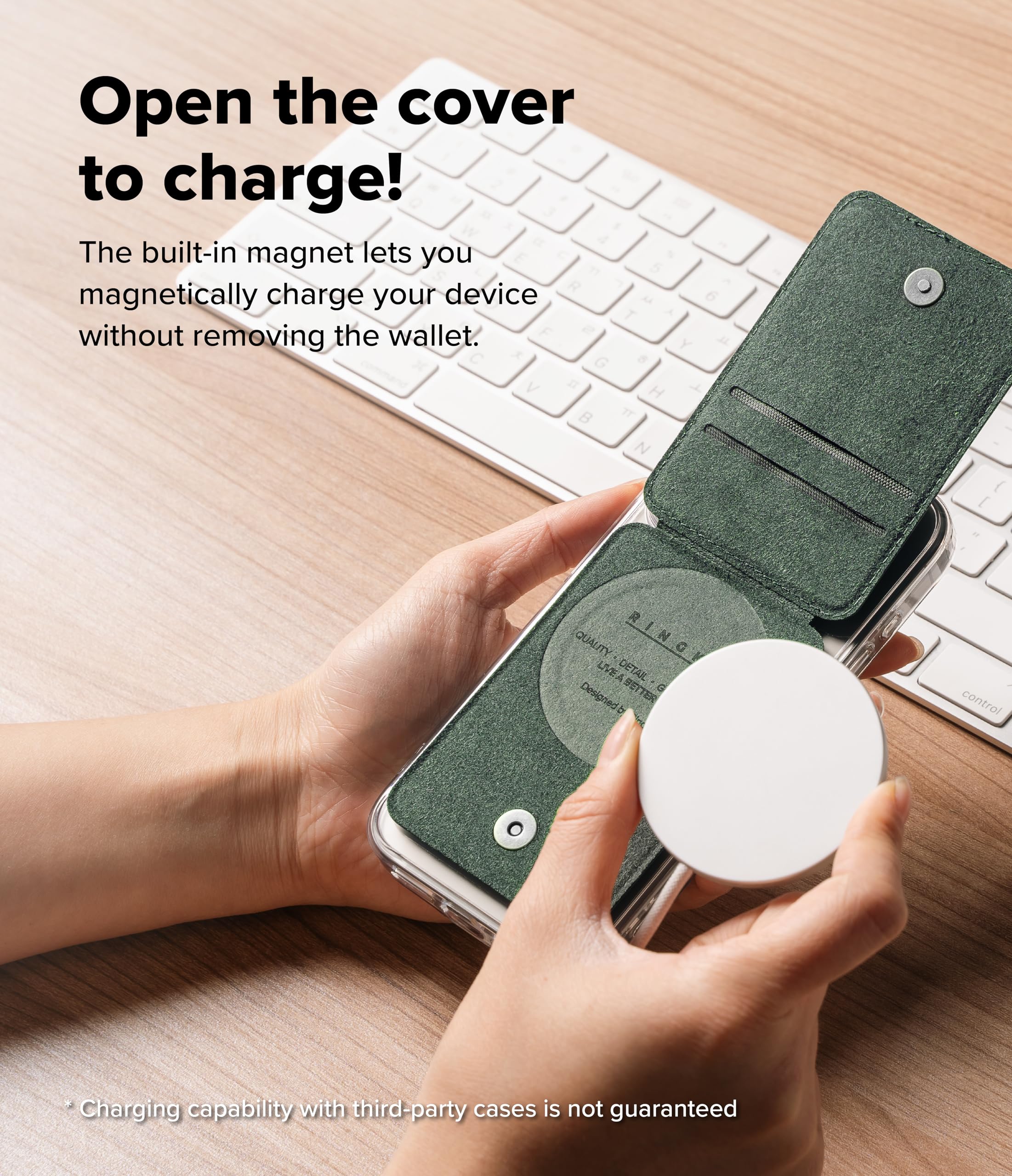 Ringke Slide Grip Wallet Magnetic Card Holder Porte Carte Magnétique Portefeuille Poignée de Doigt pour Téléphone Pochette Cartes [Stockage de 2 Cartes] Compatible avec Coque Magnétique - Dark Green