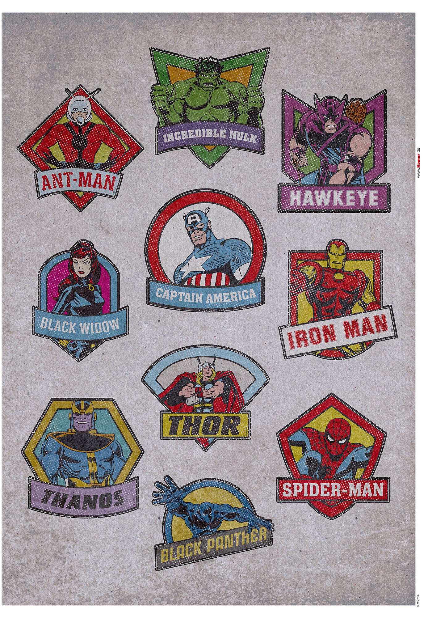 Komar Marvel Wall Sticker Avengers Badges, 50 x 70 cm (Width x Height), 10 Pieces, Decorative Stickers, Wall Stickers - Image 2