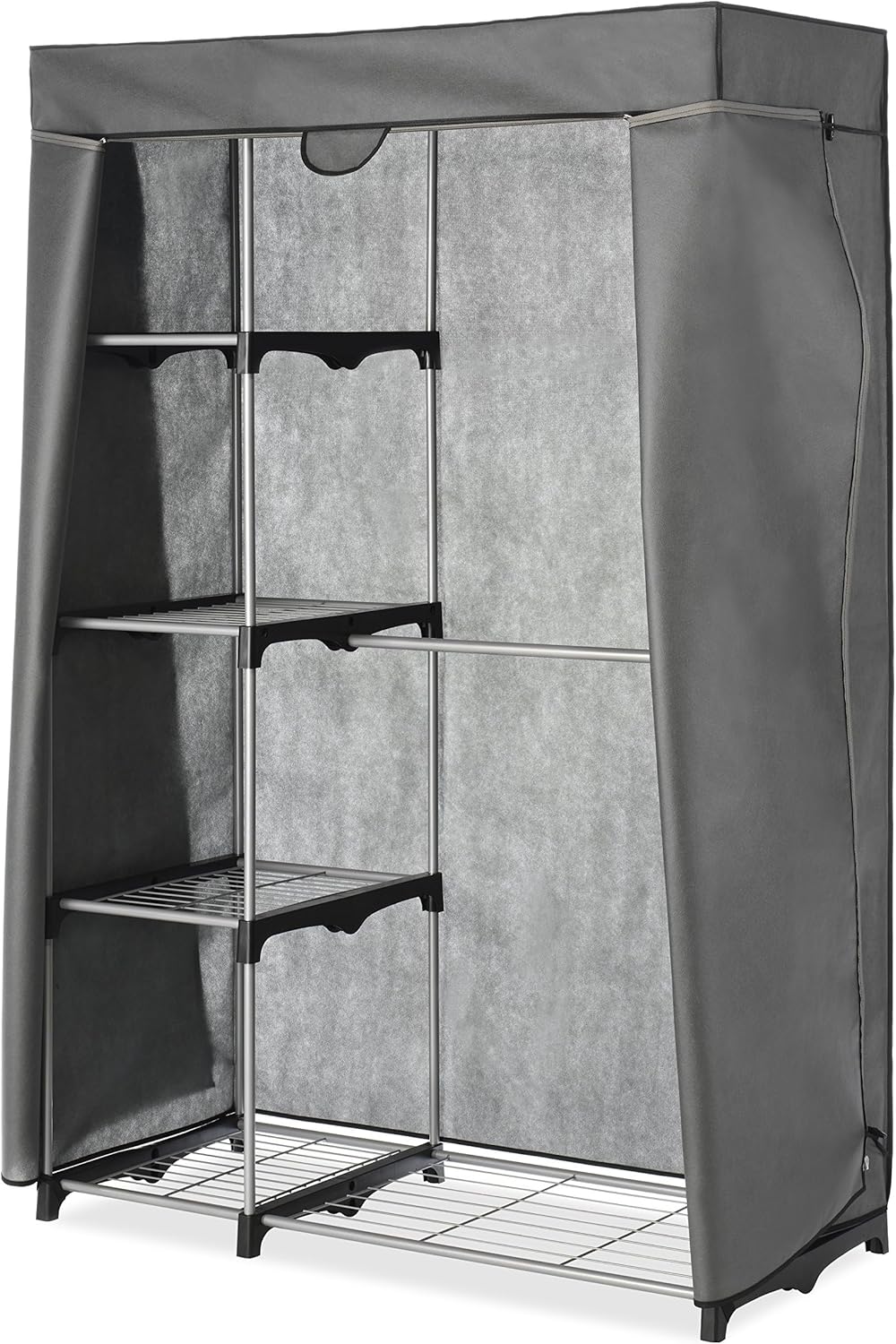Whitmor Double Rod Closet Cover Only - Gray Breathable Fabric, Heavy Duty Zipper for Freestanding Wardrobe Protection