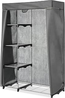Whitmor Double Rod Closet Cover Only - Gray Breathable Fabric, Heavy Duty Zipper for Freestanding Wardrobe Protection