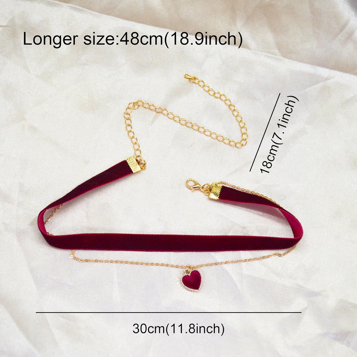 MOMOCAT Heart Necklace Adjustable Red Choker Classic Collar Necklaces for Women and Girls Velvet Chocker Necklace - Image 2