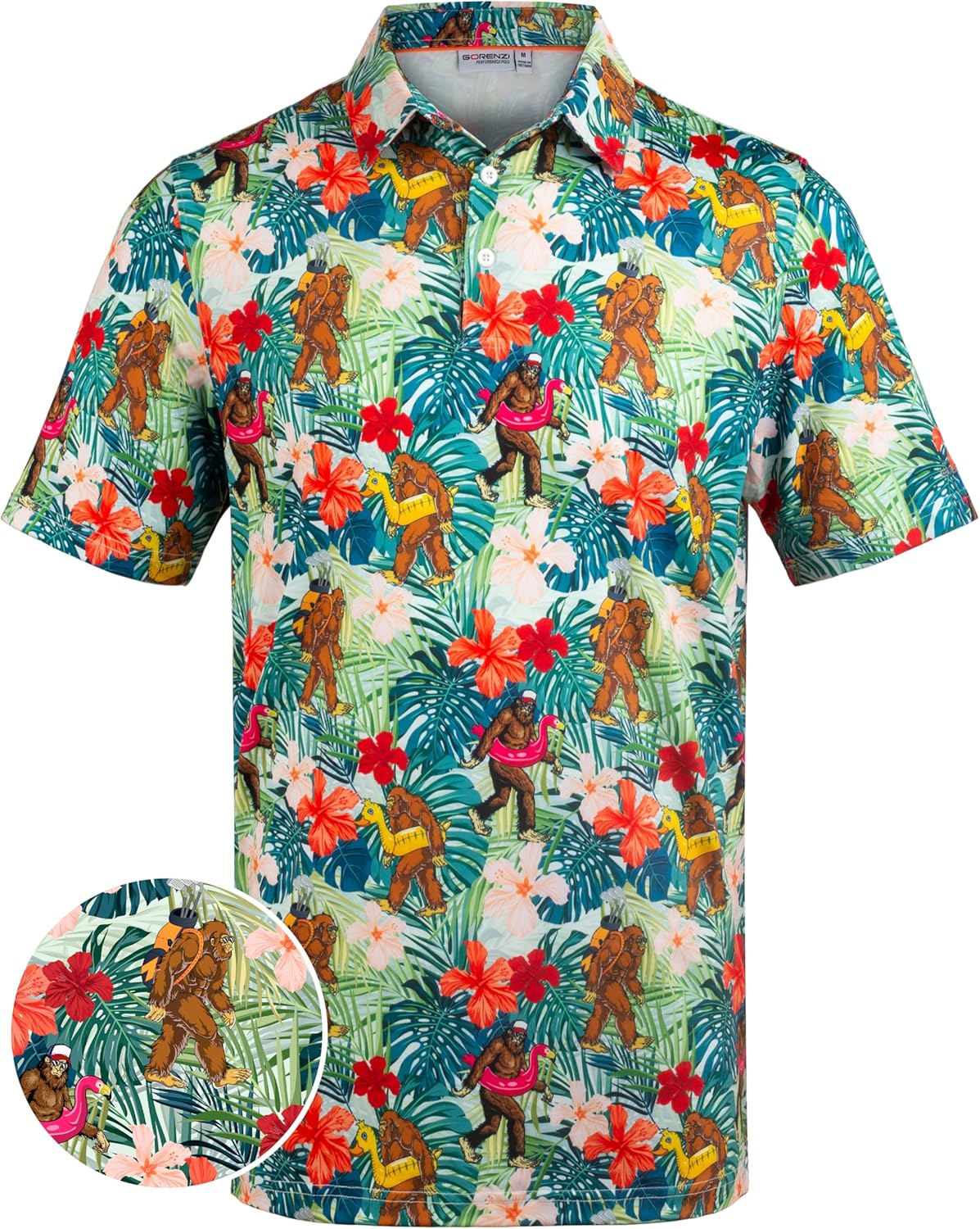 Men's Golf Shirts Short Sleeve Moisture Wicking Print Patterns Collared Performance Polo Golf Shirts for Men Dry Fit