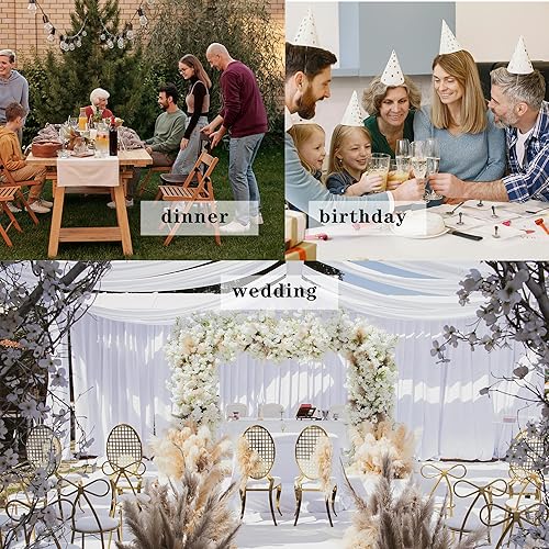 Miniatura 8 de Paquete de 4 manteles de plástico amarillos desechables para mesa de pícnic, para fiestas de cumpleaños al aire libre, bautismo, decoraciones