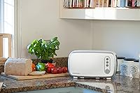 Vista 4 de BergHOFF Seren - Tostadora de carga lateral con exterior Cool Touch y bandeja extraíble para migas, color blanco, sin bandeja para servir