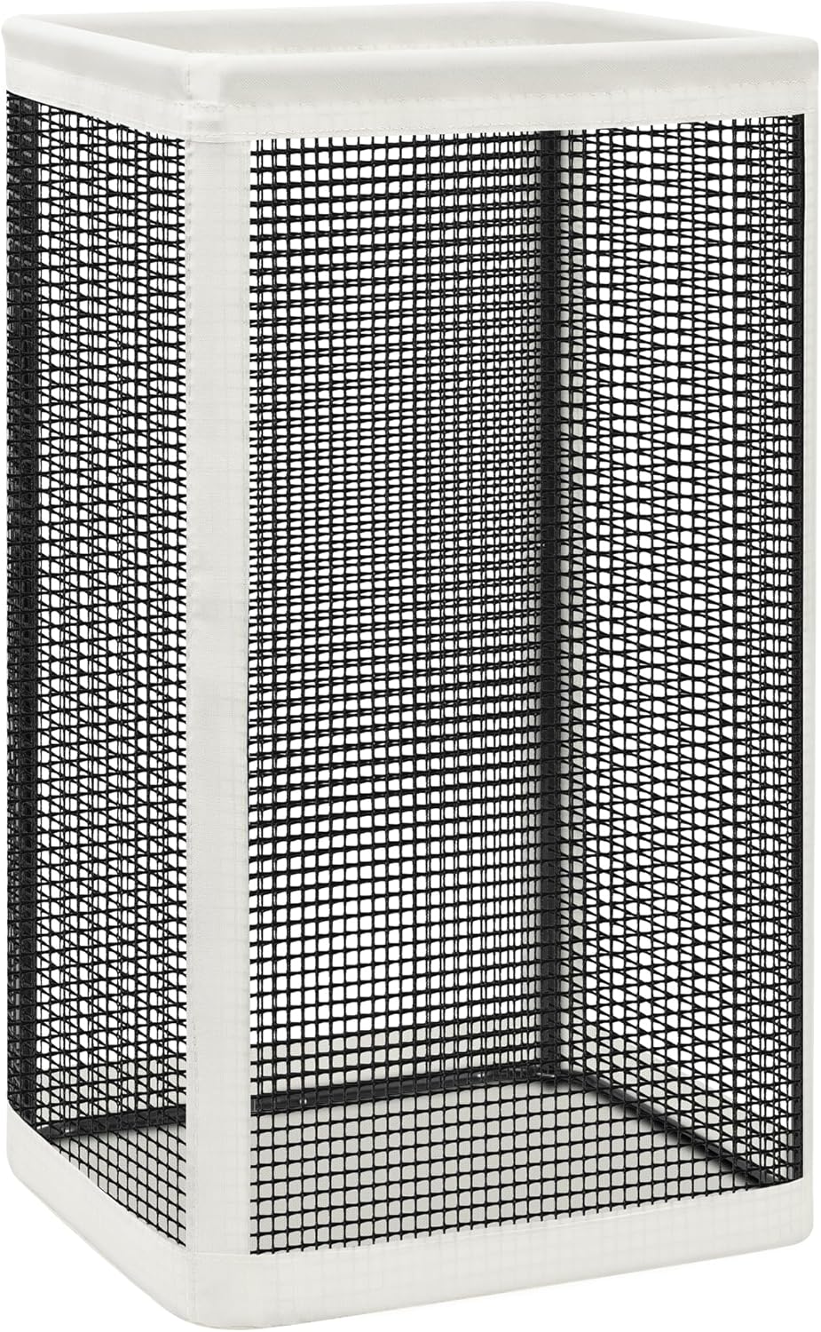 STORAGE MANIAC Mesh Laundry Hamper, 23.7 Gal. Tall Laundry Basket for Airflow, Strong Metal Dirty Clothes Hamper for College Dorm, Bedroom, Bathroom, Clothes Bin, White & Black