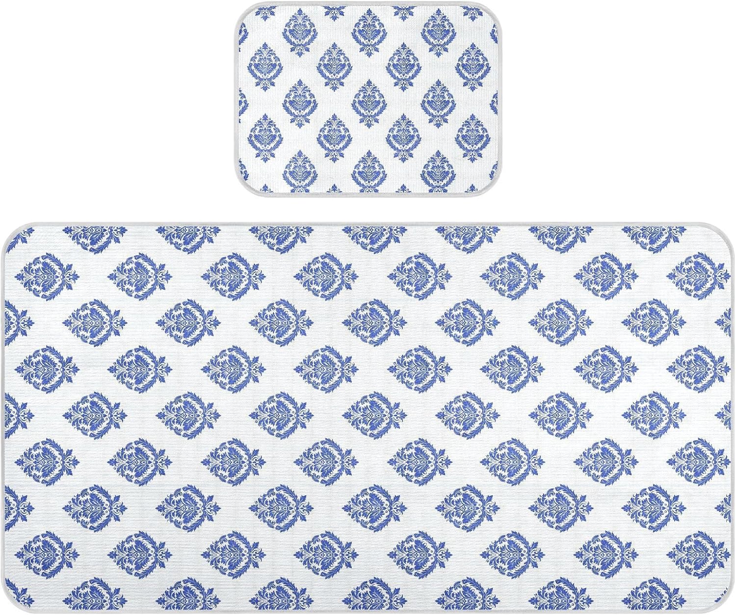 Baby Cooling Mat Damask Floral Ice Silk Breathable Mesh Summer Crib Mattress Pad with Pillowcase, Soft Cooling Sleeping Surface for Infant & Toddler, 52"x28"