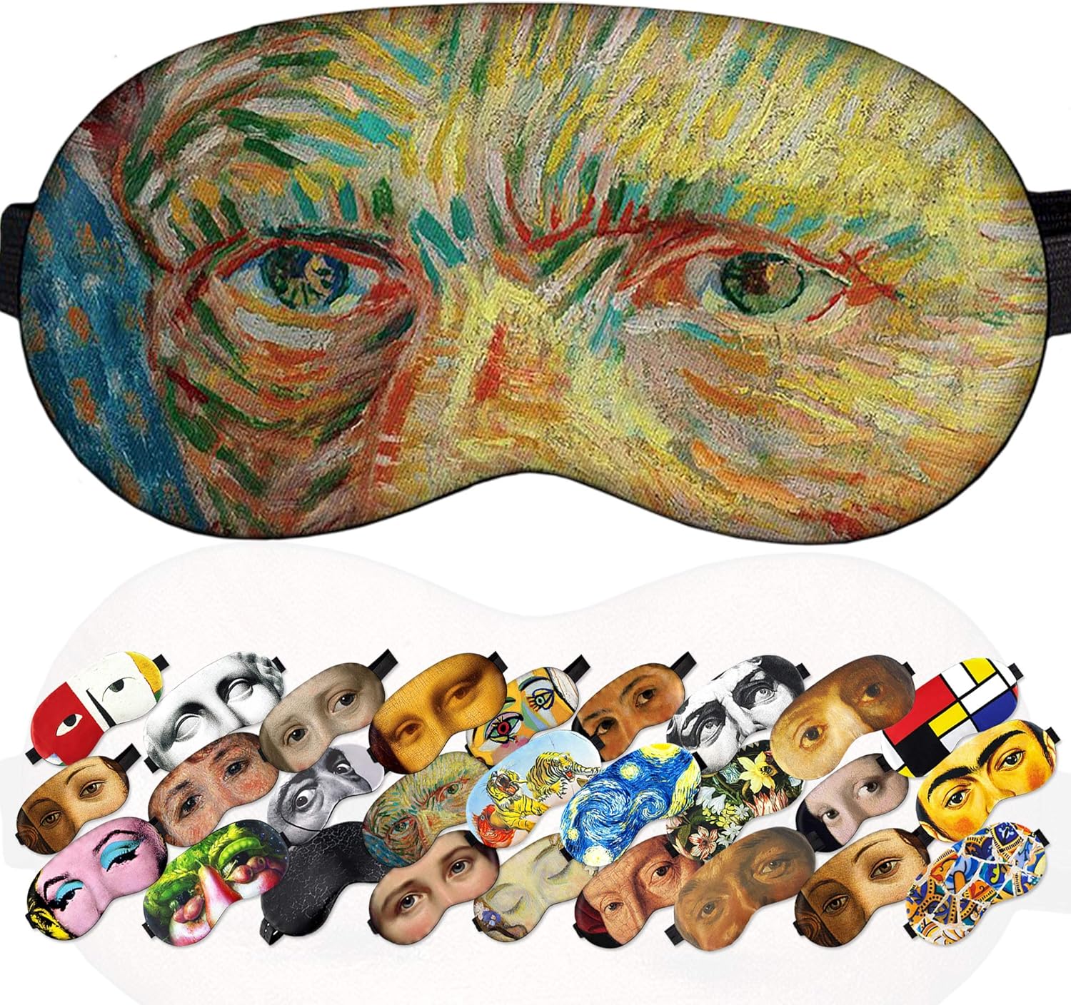 Sleep Mask Van Gogh Self Portrait Masterpiece for Men - 100% Soft Cotton - Comfortable Eye Sleeping Mask Night Cover Blindfold for Travel Airplane (Van Gogh Self Portrait, Gift Pack)