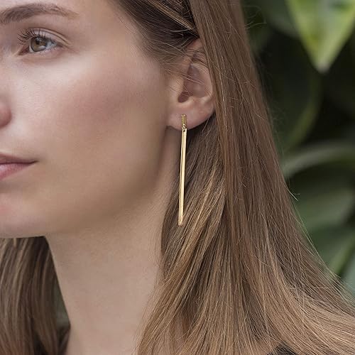 Miniatura 6 de Collar con colgante de barra recta triple chapado en oro de 18 quilates, plata de ley 925 acabado pulido, cadena de cuentas de 17.5 pulgadas de