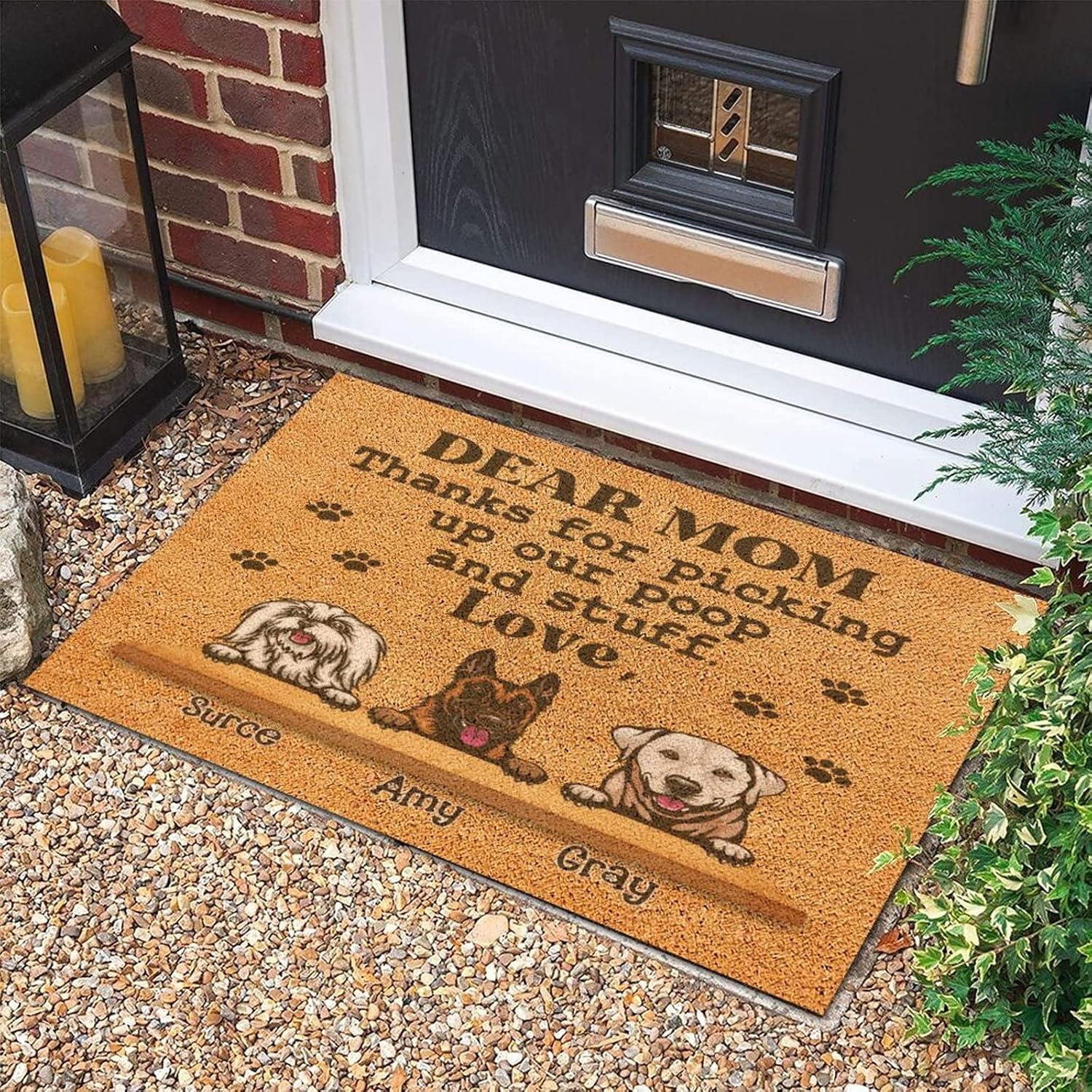Personalized Best Dog Photo and Name Doormats with Non-Slip Backing Memorial Pet Portrait Coir Fiber Doormat Custom Front Door Rug for Patio Front Porch Stylish Farmhouse Décor 24x36in