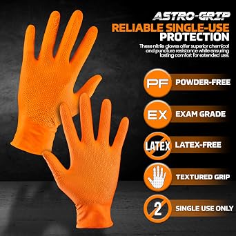 SAS Astro-Grip Exam Grade Powder-Free Nitrile Disposable Gloves