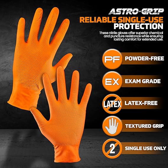 SAS Astro-Grip Exam Grade Powder-Free Nitrile Disposable Gloves