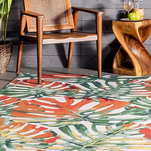 Miniatura 8 de nuLOOM Alfombra contemporánea floral Janice de 6 pies, cuadrada, multicolor