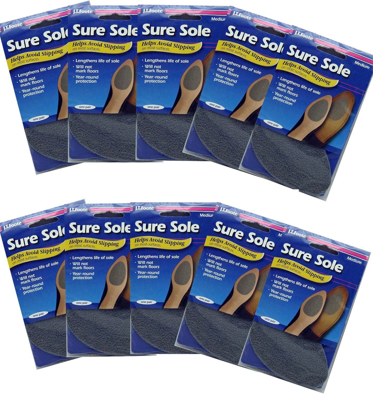 J.T.Foote Sure Sole No Slip Anti Skid Shoe Pads, Medium (10