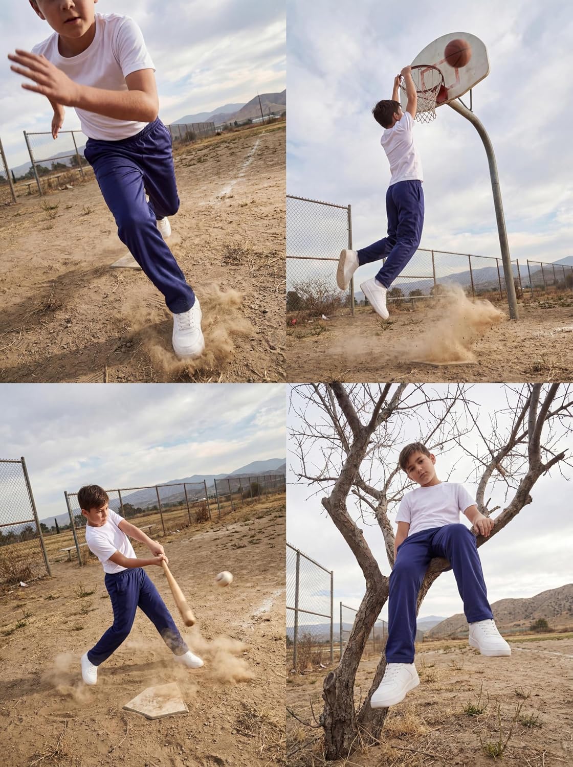 Andrew Scott Boys Performance Mesh Sport Pants | Breathable Track Bottoms | Drawstring & Pockets | Multi-Packs & Colors