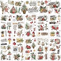 Vista 18 de Lincia 10 hojas de calcomanías para transferencia de manualidades y muebles, calcomanías de muñeco de nieve, gnomo de reno, vintage