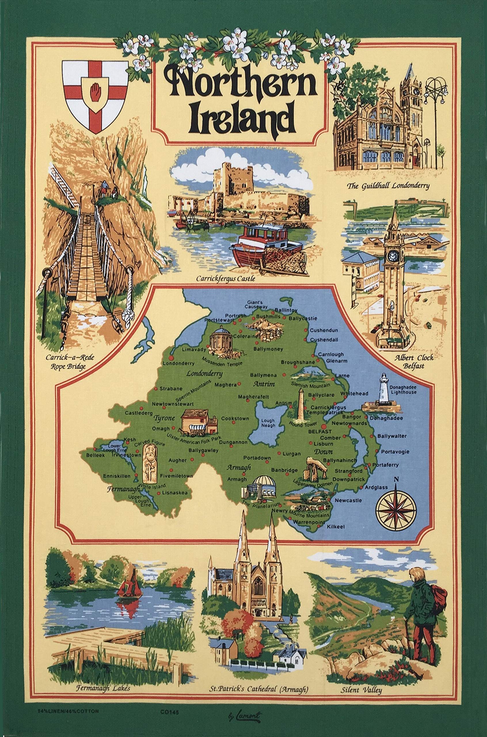 Samuel Lamont Northern Ireland tea towel Map tea towels Travel History Culture