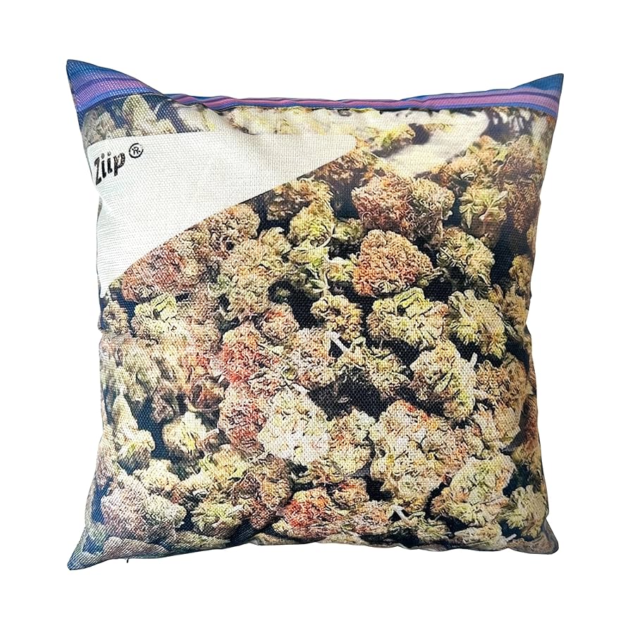 大麻 Weed Bag 柄　クッションカバー　45cmx45cm 2枚 カンナビス柄 クッションカバー 45×45cm コットンリネン 麻 大麻