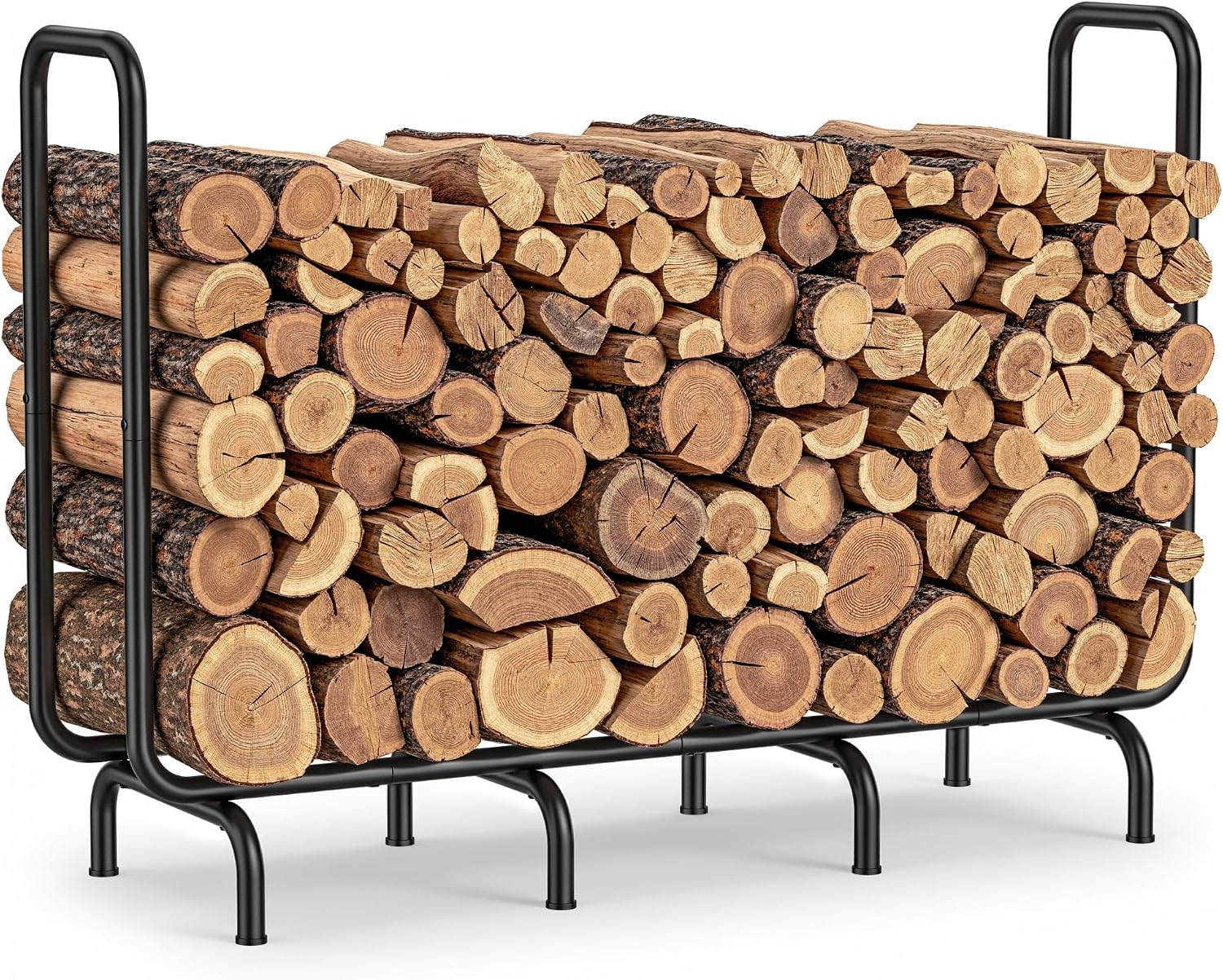 4.5FT Firewood Rack Outdoor, Heavy Duty Metal Wood Rack for Firewood Storage, Indoor Outdoor Log Holder for Fireplace, Patio, Deck, Backyard