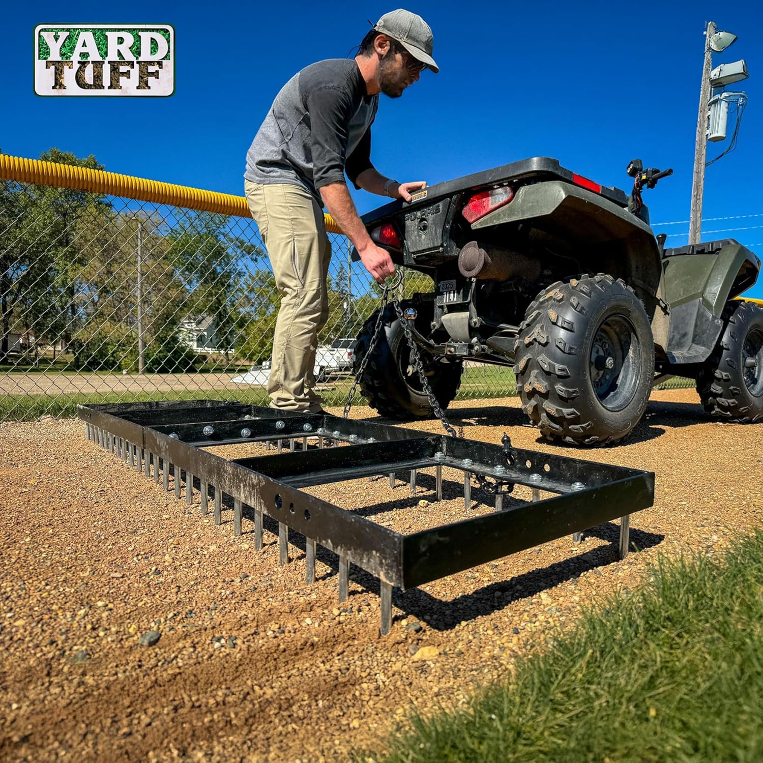 Yard Tuff YTF-06SDTC Spike Drag, Heavy Duty Tow Behind Lawn, Field and Garden Leveler for ATV, UTV and Tractor Use, 6 Foot Wide, Black