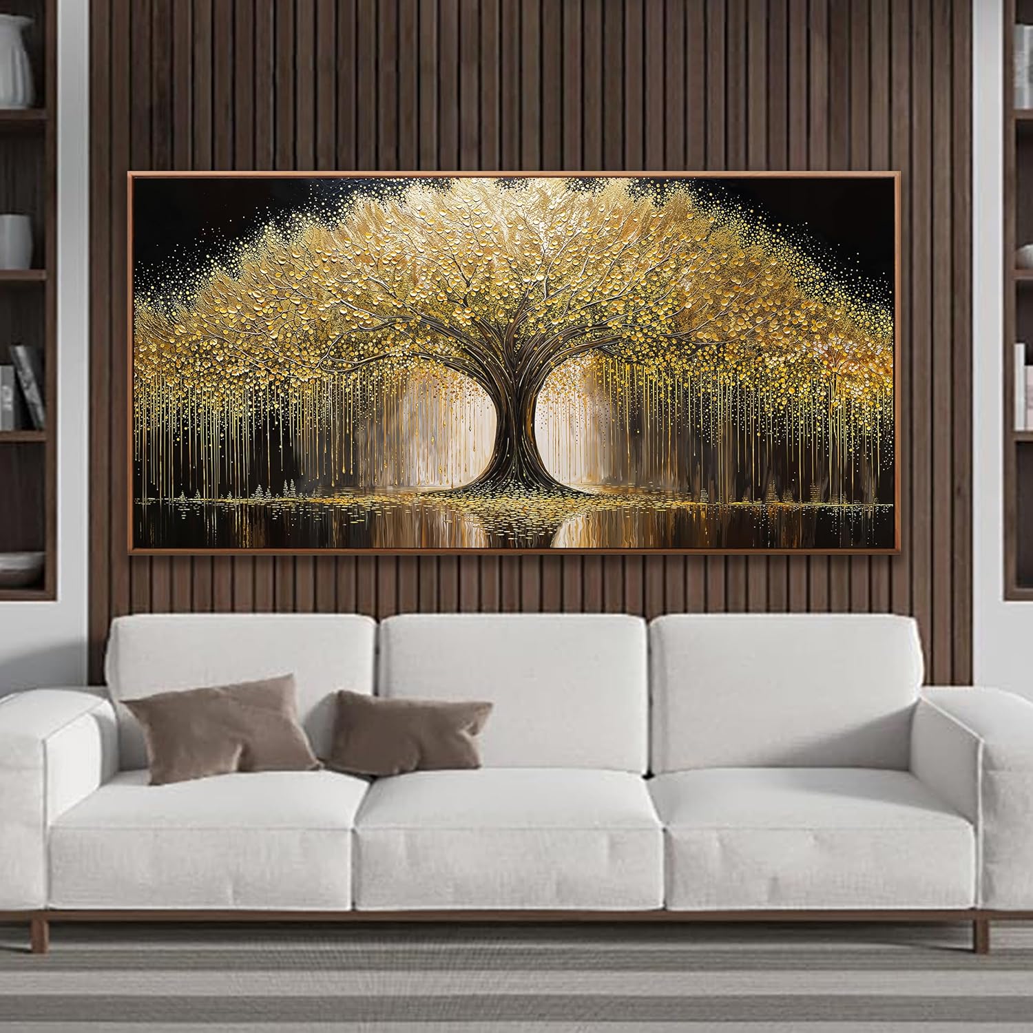 Framed Large Wall Art Gold Tree Of Life Wall Art Decor Modern Art Wall Decor Large Framed Wall Pictures For Living Room Kitchen Bedroom Canvas Prints Office Artwork Wall Decor 29x58 Inch