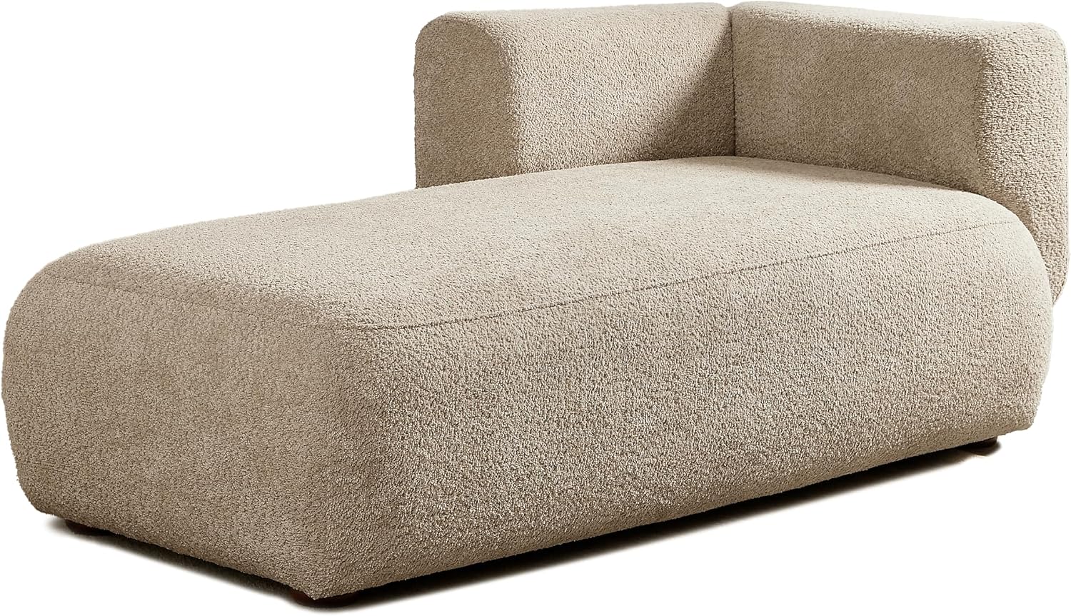 KEIKI 64" Boucle Upholstered Chaise Lounge Chair with High-Density Foam and Pocket Springs, Small Space Reading Lounge, Right-Hand Facing, Camel