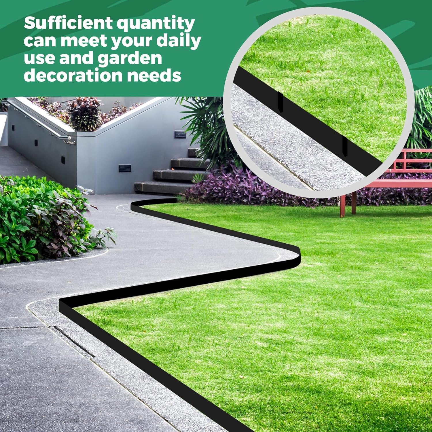 12 Pcs Metal Landscape Edging 3 x 40 Inch Garden Edging Border Decorative Lawn Edging Hammer in Metal Steel Landscape Edging for Outdoor Fence with Edging Strips (Black)