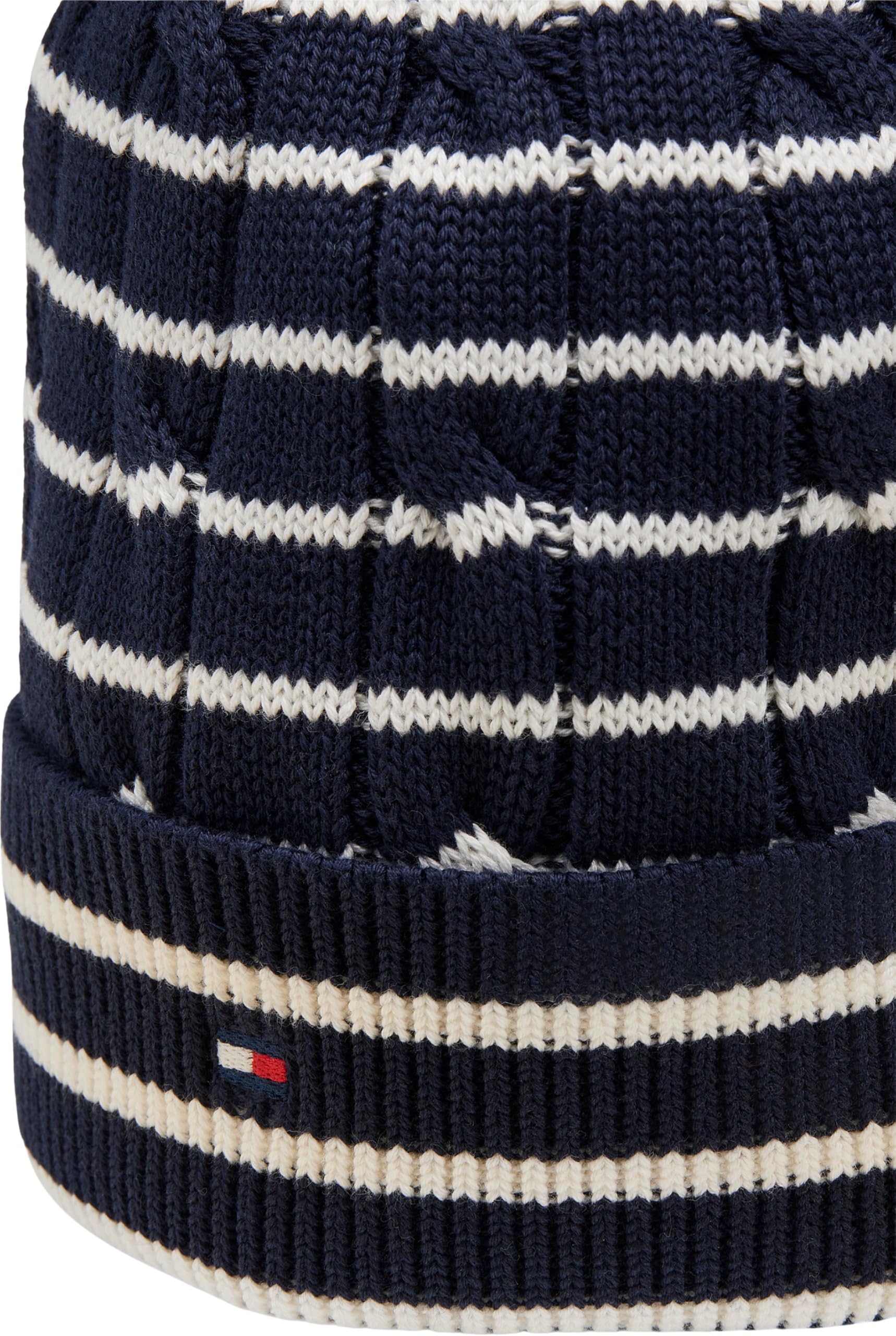Tommy Hilfiger Kids Gender Inclusive Essential Cable Beanie KA0KA00101 Beanie, Blu (Blu Scuro/Avorio Petalo Stripe), L-XL