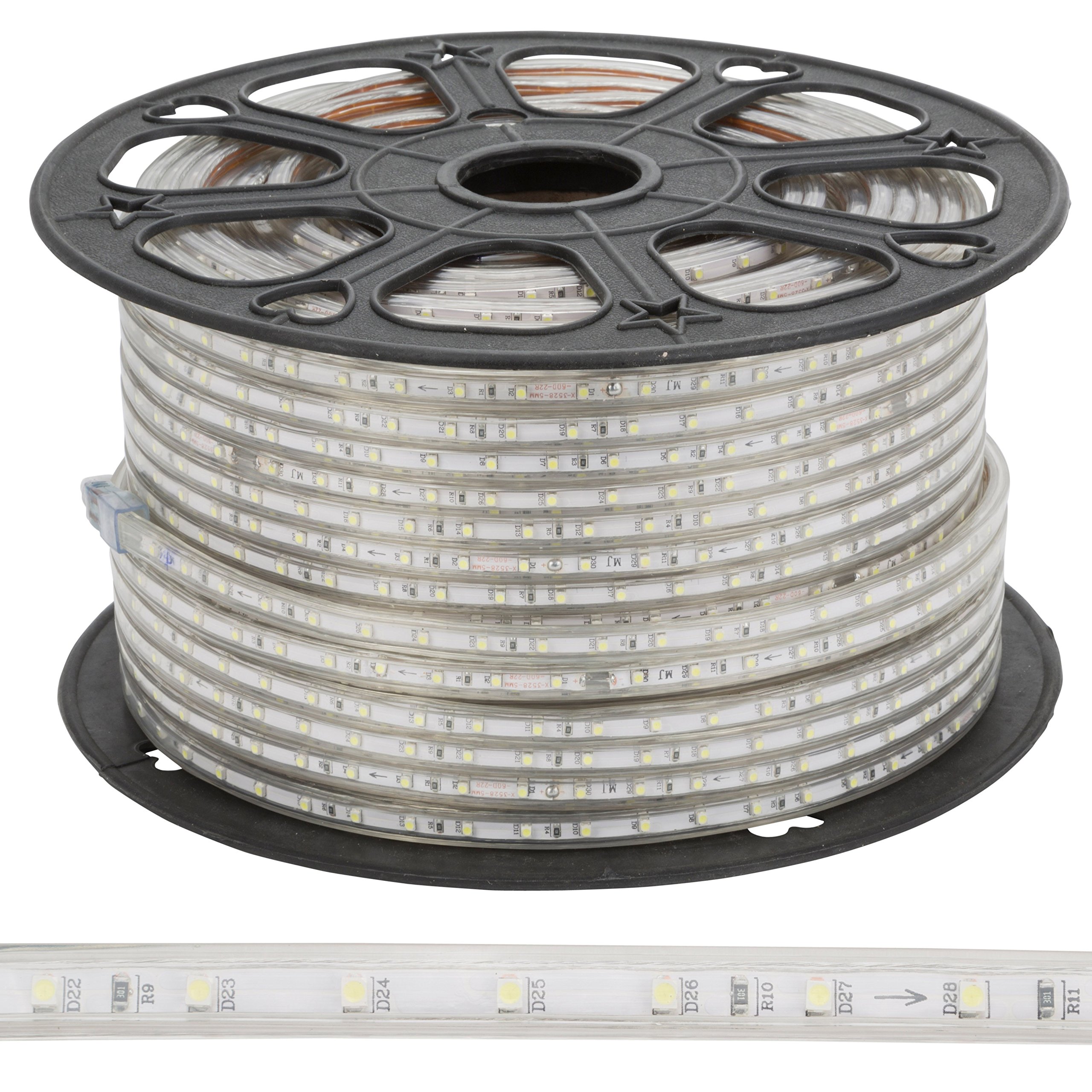 Tira de 60 LEDs/M 480W 24.000Lm 3000ºK SMD3528 220VAC IP65 x100M 40.000H [GR2203528/60/100MWW]-Blanco Cálido | Greenice