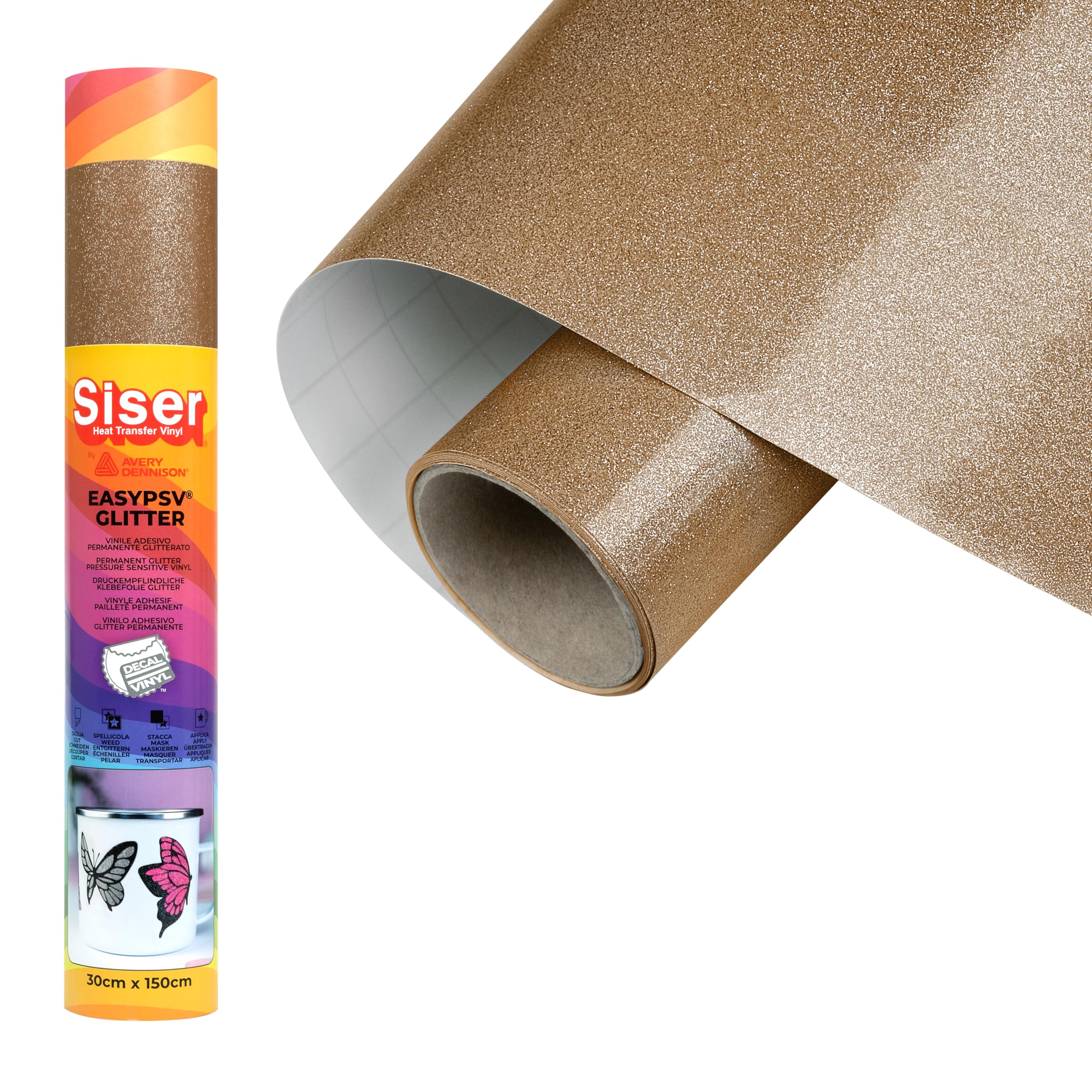 Siser EasyPSV Glitter Thermotransfer Vinyl Gold 150 x 30 cm