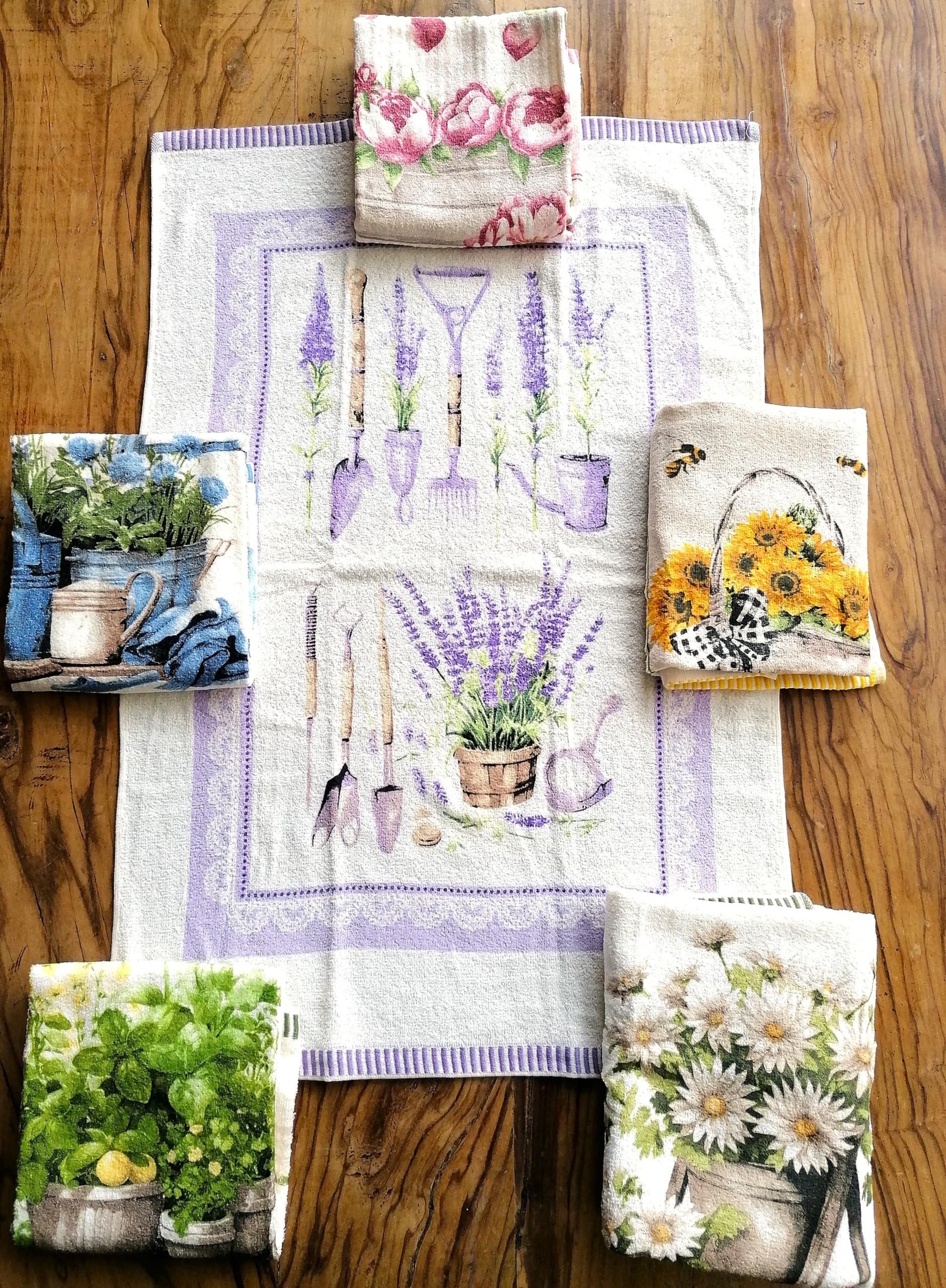 NOVITA!!!! Strofinacci in Spugna di COTONE 100%" COUNTRI pezzi 6 mis.50x70cm.CON PASSANTE FACILE da APPENDERE !!!!