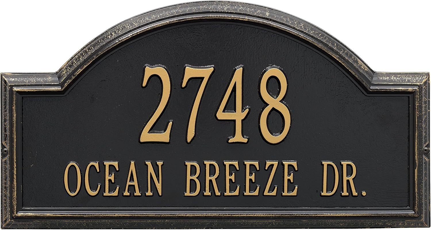 Large Personalized Cast Metal Address Sign - MADE IN USA House Number Plaque With Two Lines - Comfort House # J0667