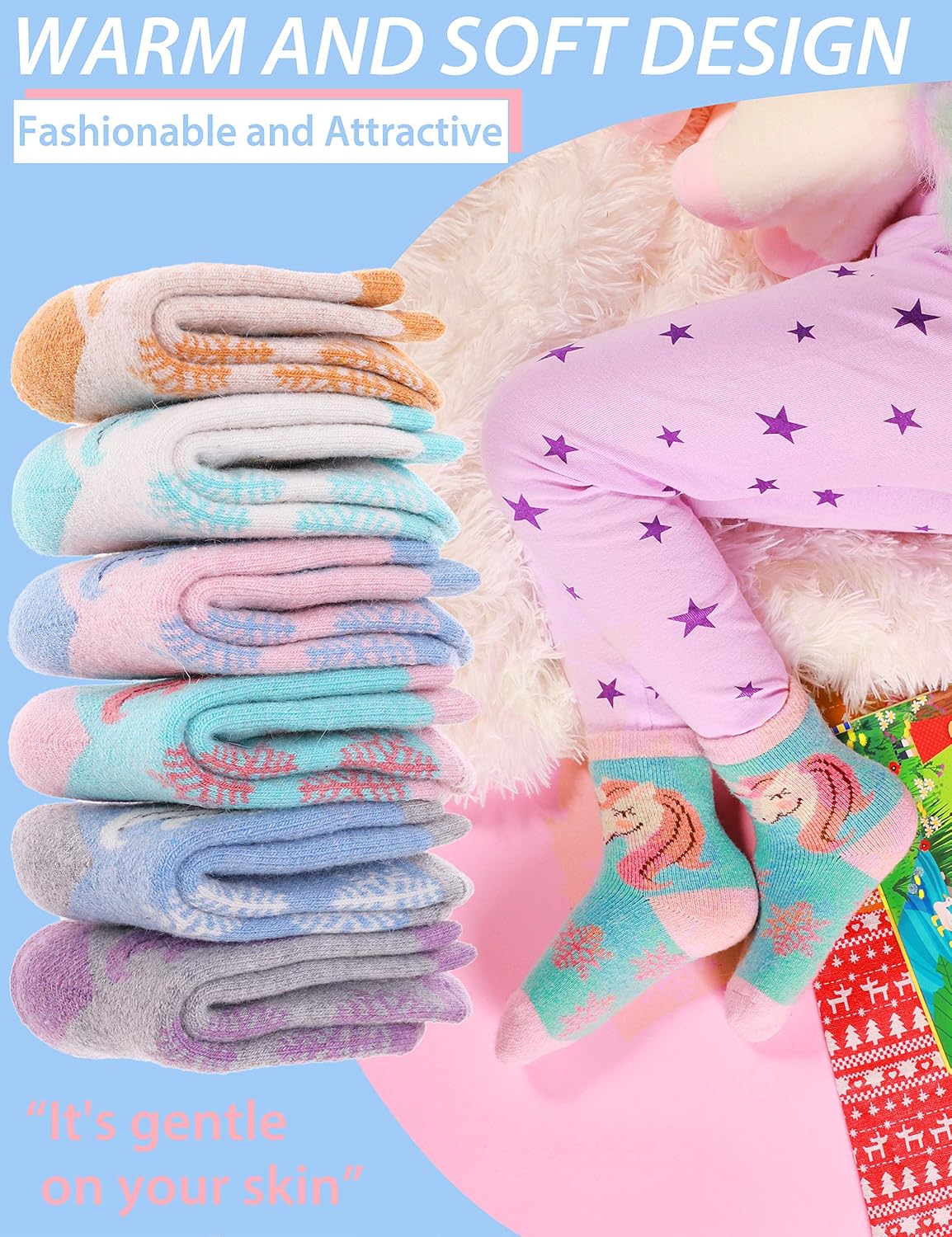 ANTSANG Kids Merino Wool Hiking Socks, Toddlers Boys Girls Crew Boot Socks image 5
