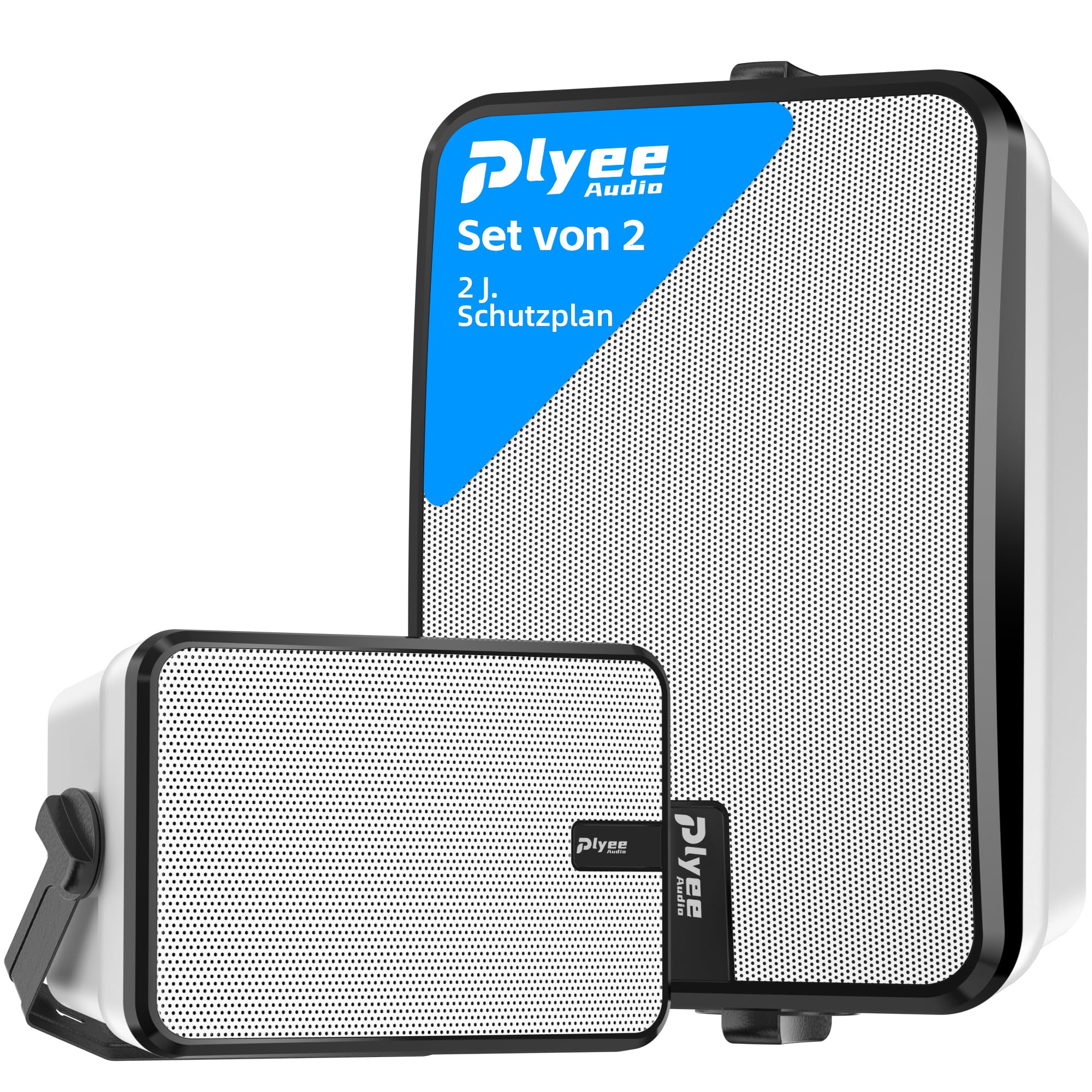 600W Outdoor Bluetooth-Lautsprecher, drahtlose Synchronisation zwischen Lautsprechern, kraftvoller Bass, Wandmontage für Terrasse, Veranda, Gartenlaube, Garage, 2er-Pack, Weiß (MZ-658)