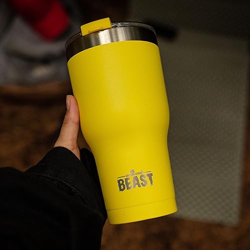 Miniatura 8 de BEAST - Juego de vaso de limón de 20 onzas con asa, taza de café de acero inoxidable + 2 cepillos para pajillas, caja de regalo y mango negro