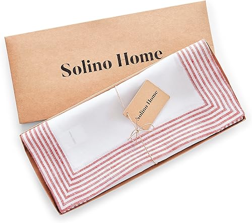 Miniatura 6 de Solino Home Camino de mesa de lino de 14 x 108 pulgadas, camino de mesa de lino 100% puro rojo para otoño, Acción de Gracias, Navidad, hecho a mano