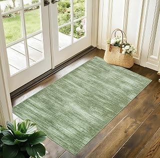 Olive Green Rug 2x3 Washable Non Slip Modern Small Rugs for Entryway Indoor