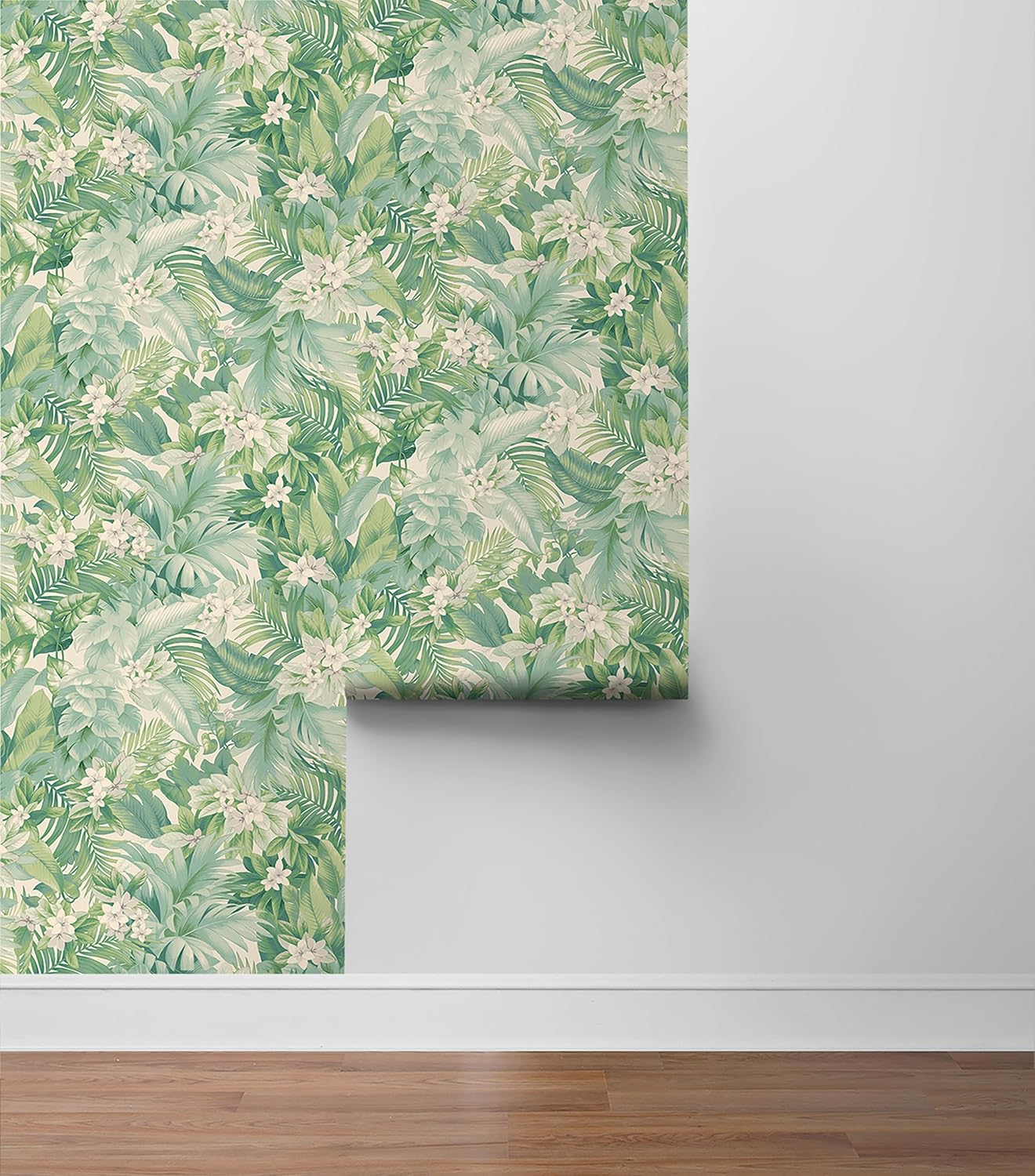 Tommy Bahama - Peel and Stick Designer Wallpaper, Premium Coastal Wallpaper for Bedroom, Powder Room, Kitchen, Self Adhesive, Vinyl, 30.75 Sq Ft Coverage (Umbrella Palm Collection, Pool)