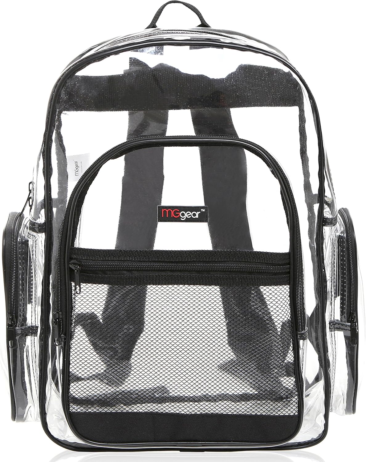 MGgear Clear Transparent PVC School Backpack/Outdoor Backpack with Black Trim