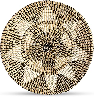 M MOILA Hanging Wall Basket - Handwoven Wicker Wall Art From Seagrass, Decorative Boho Farmhouse Decor With Rustic Design...