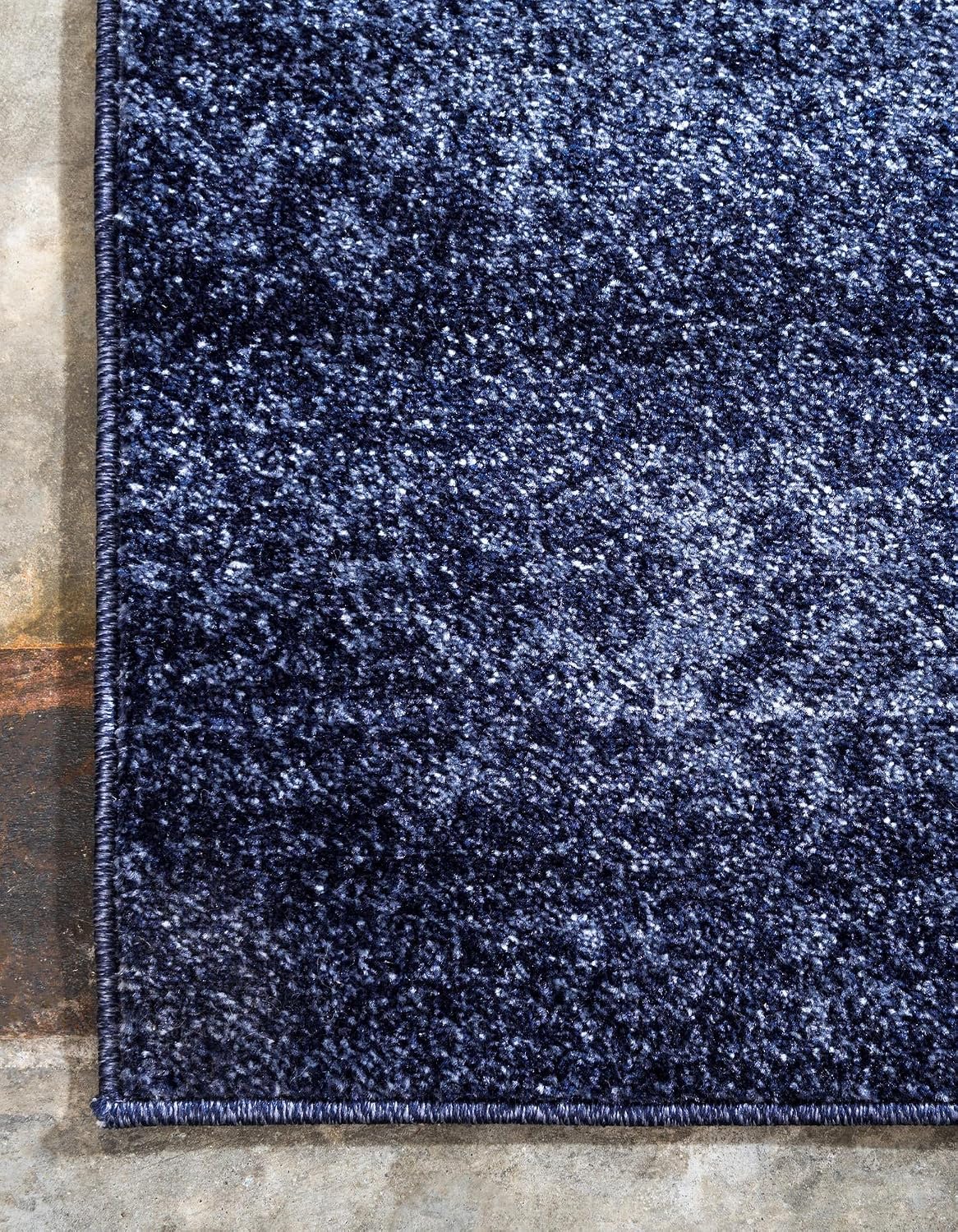 Rugs.com Angelica Collection Rug – 8 Ft Runner Navy Blue Medium Rug Perfect for Hallways, Entryways