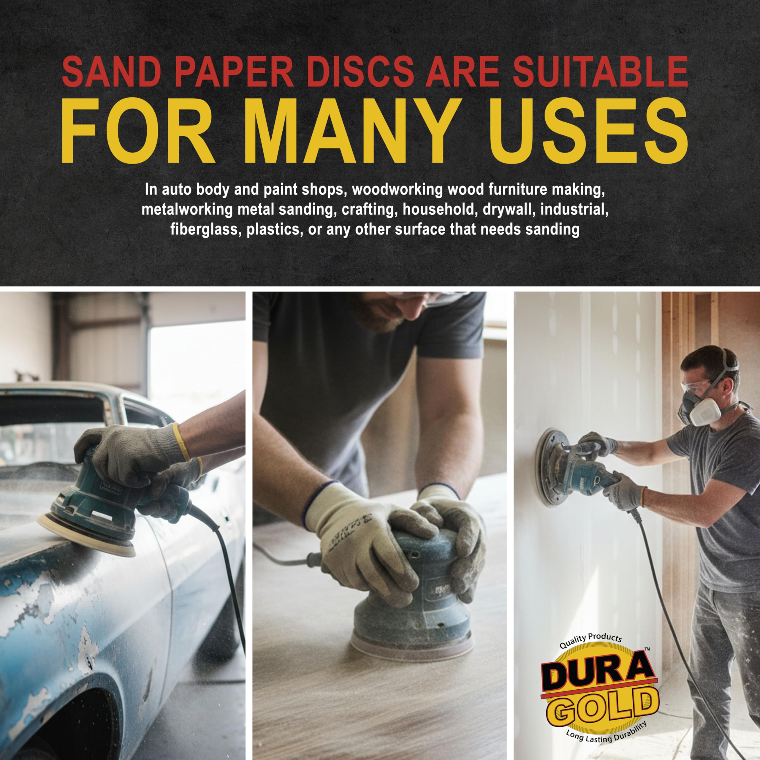 Dura-Gold 6" Gold PSA Sanding Discs - 80 Grit (50 Pack) -6
