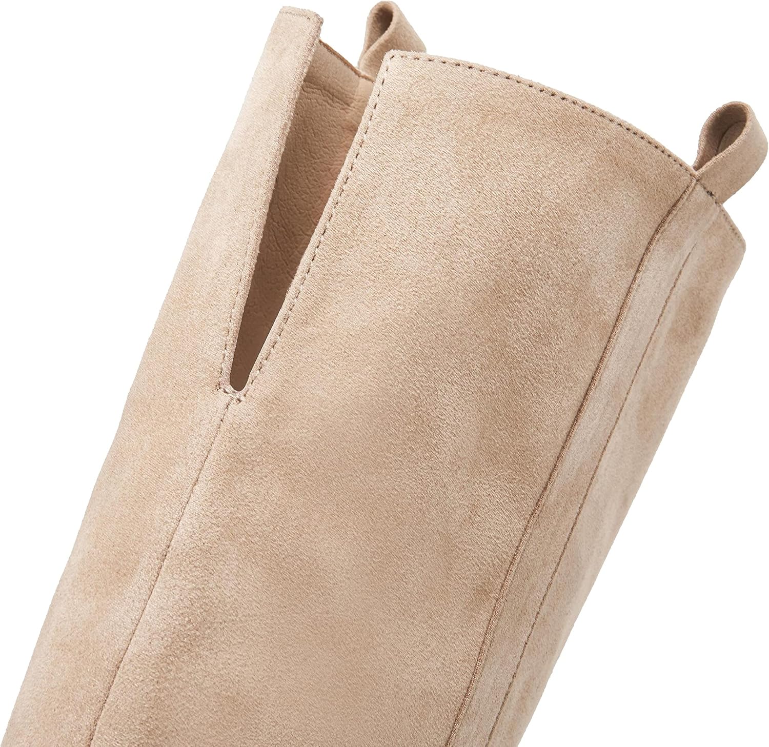 SERAIH Womens Over The Knee Thigh High Boots Faux Suede Pointed Toe Side Zipper Chunky Block Heel Stretch Boots - Image 4