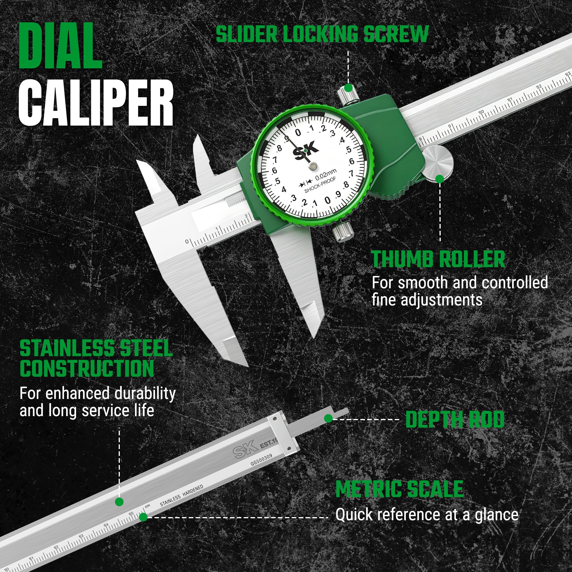 SK Metric Dial Caliper - 150mm Precision Tool -3