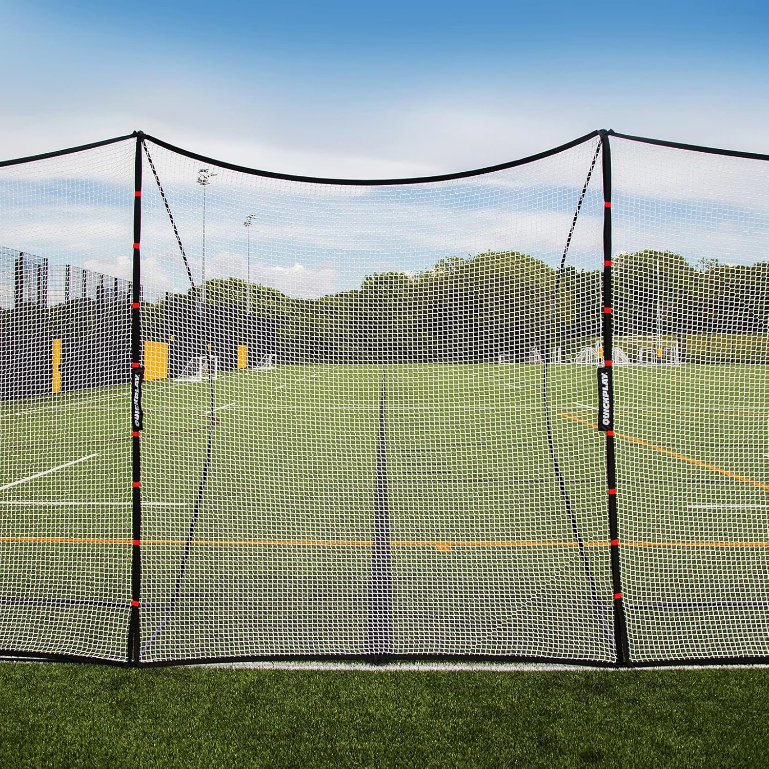 QUICKPLAY MEGA NET Portable Backstop Netting | Fast Set-Up Free-Standing Sports Net Barrier | Available in 12x9’ & 32x9’