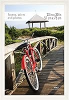 Vista 30 de MCS - Marco para póster con estilo de museo, veta de madera blanca, para colgar vertical y horizontal en la pared, marco grande para fotos, pósters